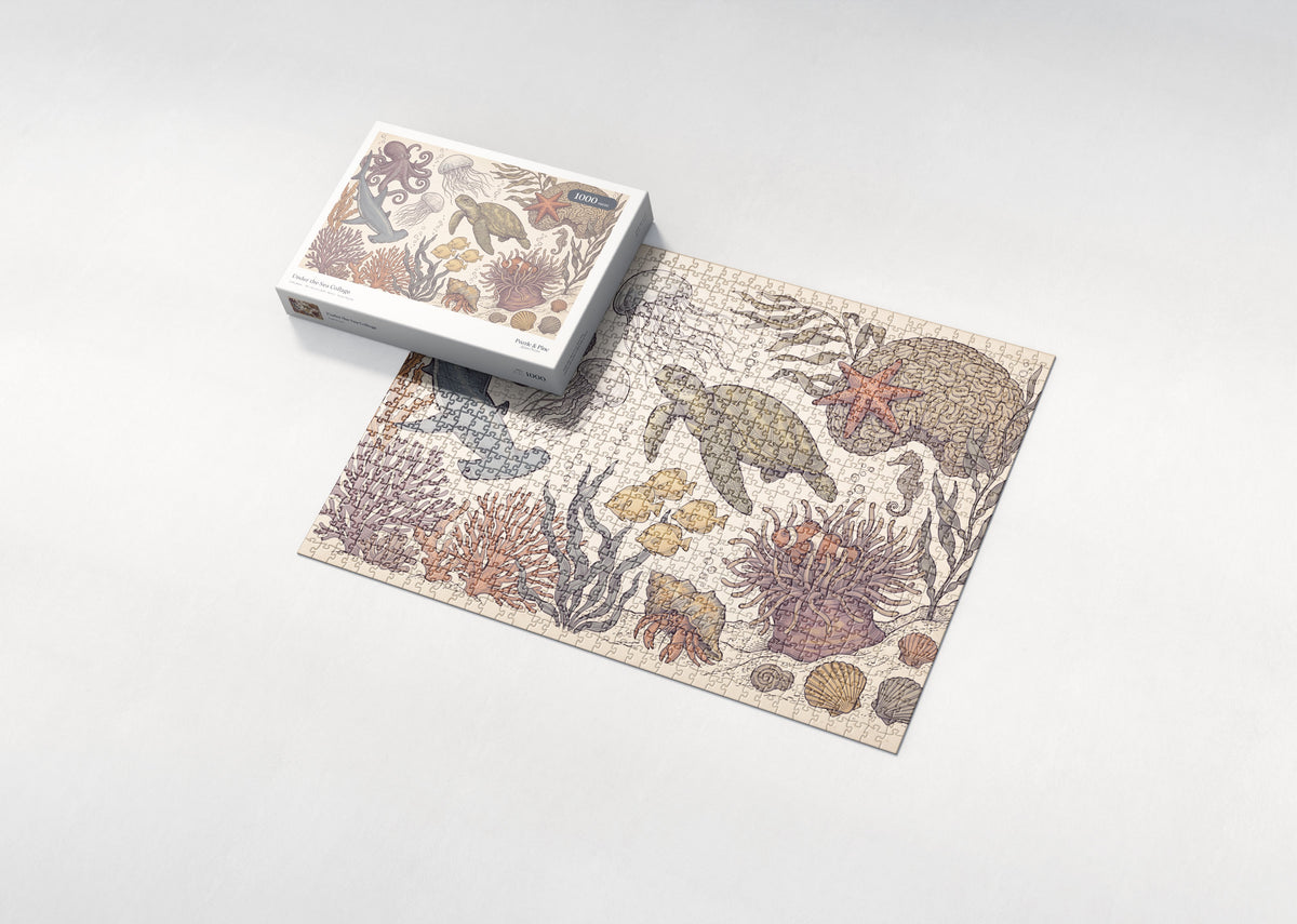 Under the Sea Collage jigsaw puzzle - box and puzzle