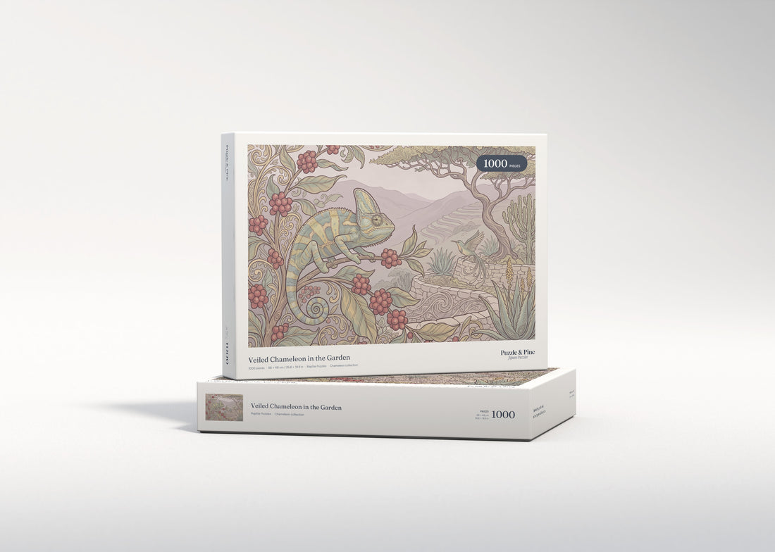Veiled Chameleon in the Garden jigsaw puzzle - gift box