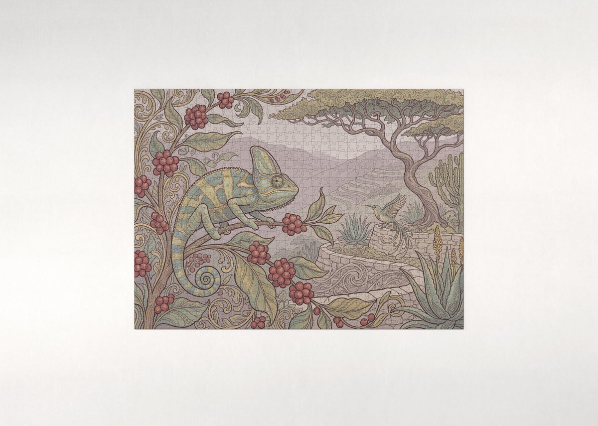 Veiled Chameleon in the Garden jigsaw puzzle - flat puzzle