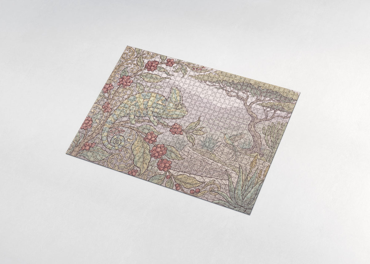 Veiled Chameleon in the Garden jigsaw puzzle - assembled puzzle