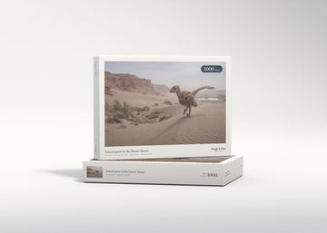 Velociraptor in the Desert Dunes jigsaw puzzle - gift box