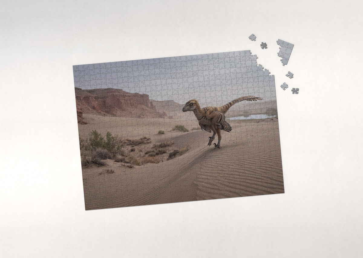 Velociraptor in the Desert Dunes jigsaw puzzle - puzzle with loose pieces
