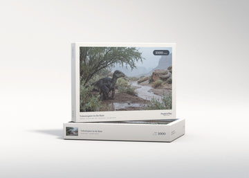 Velociraptor in the Rain jigsaw puzzle - gift box