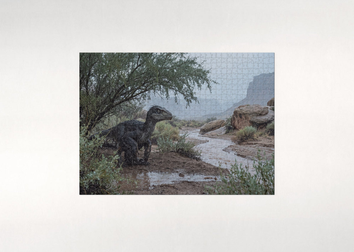 Velociraptor in the Rain jigsaw puzzle - flat puzzle