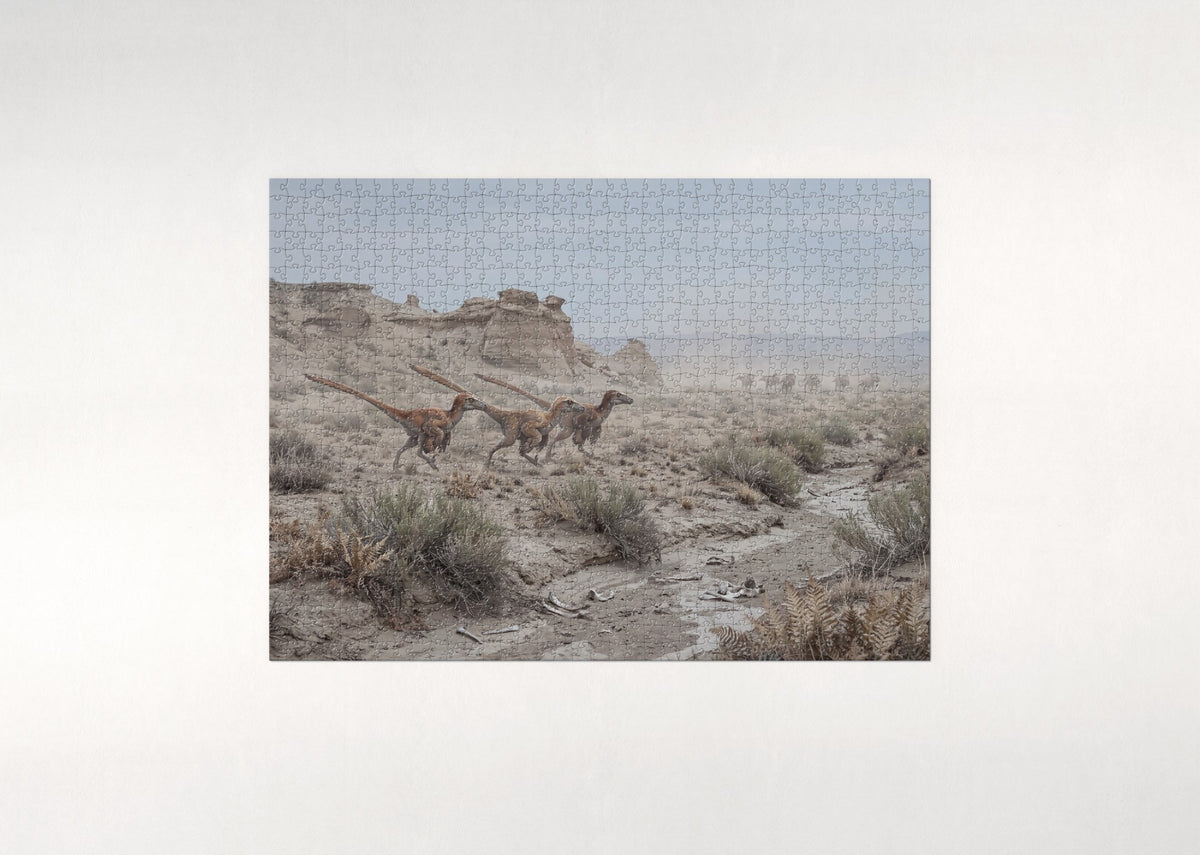 Velociraptor Pack on the Hunt jigsaw puzzle - flat puzzle