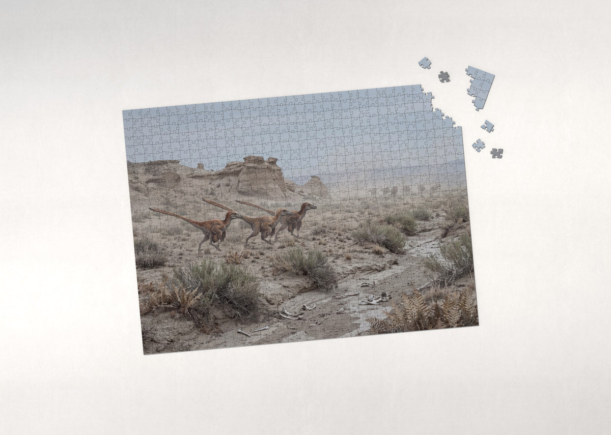 Velociraptor Pack on the Hunt jigsaw puzzle - puzzle with loose pieces
