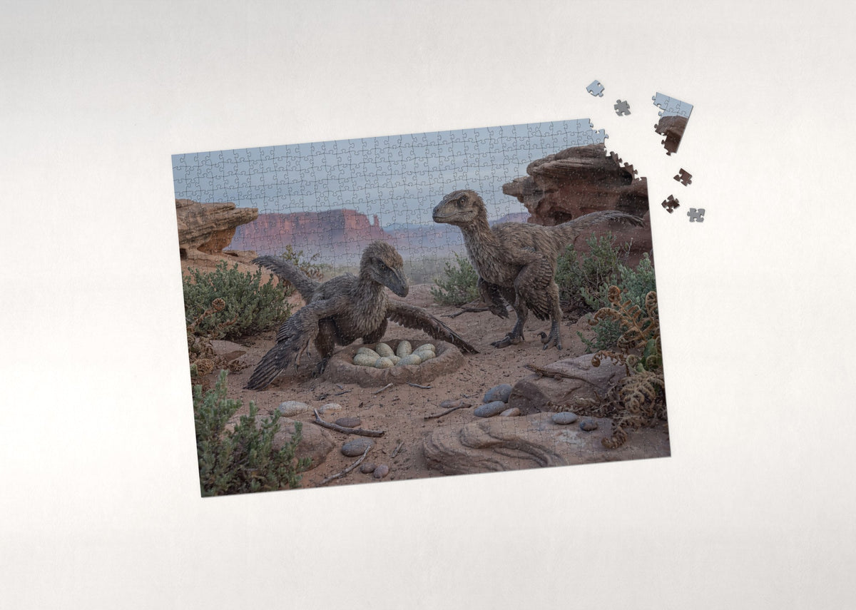 Velociraptors at the Nest jigsaw puzzle - puzzle with loose pieces