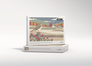 Vermont State Bird and Flower: Hermit Thrush and Red Clover jigsaw puzzle - gift box