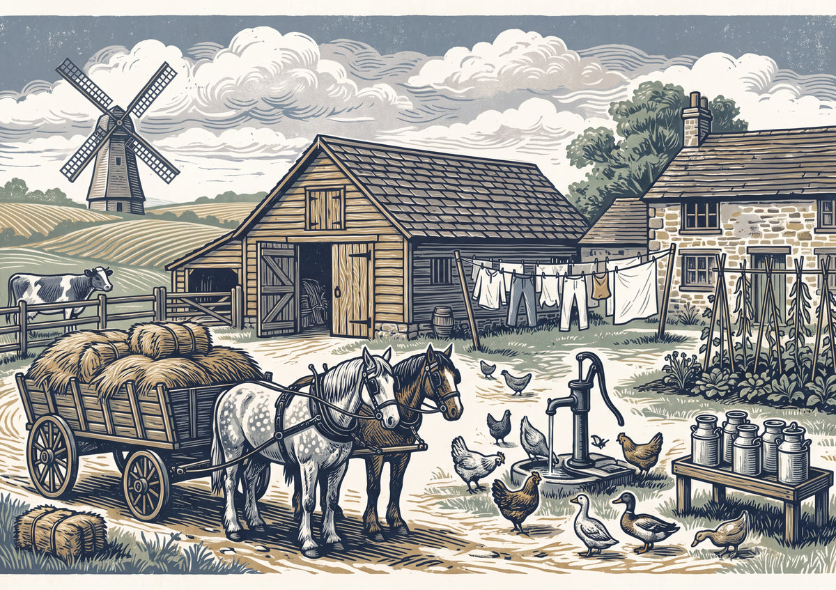 Vintage Farm Life Scene jigsaw puzzle