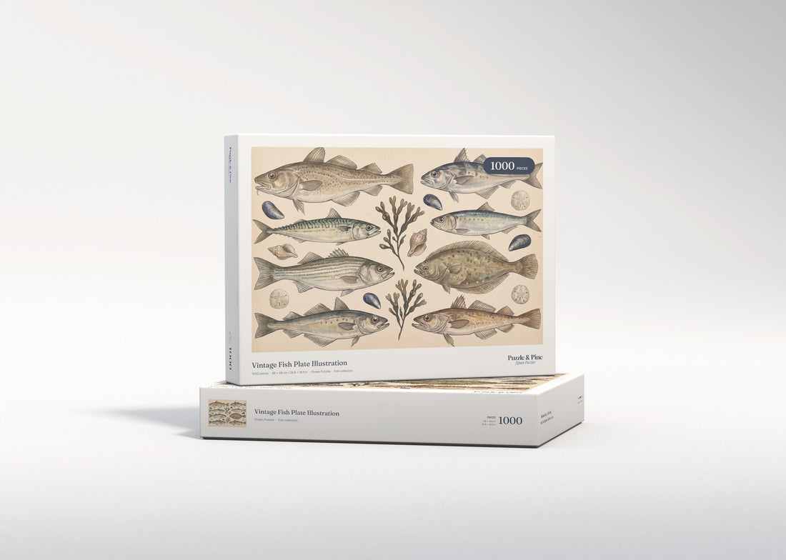 Vintage Fish Plate Illustration jigsaw puzzle - gift box