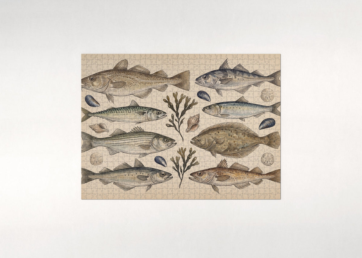 Vintage Fish Plate Illustration jigsaw puzzle - flat puzzle