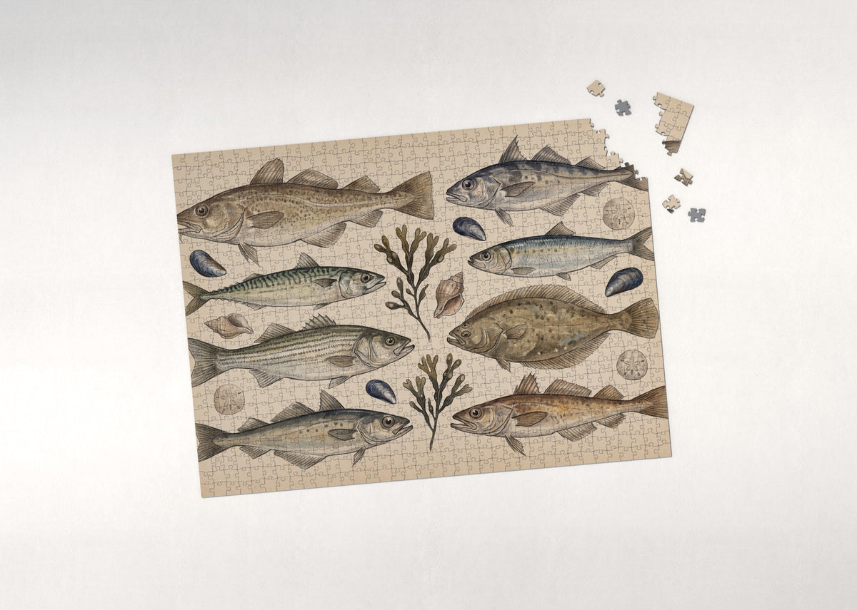 Vintage Fish Plate Illustration jigsaw puzzle - puzzle with loose pieces