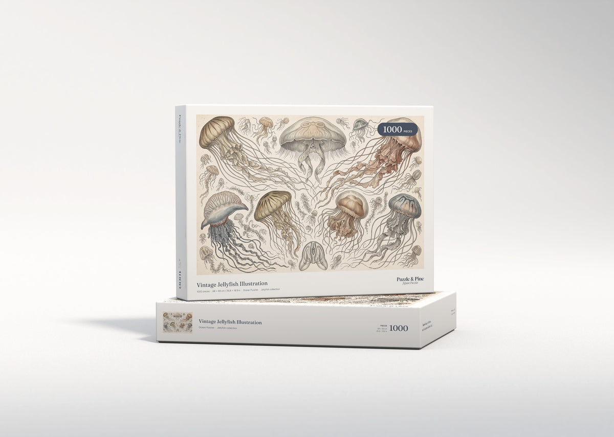 Vintage Jellyfish Illustration jigsaw puzzle - gift box