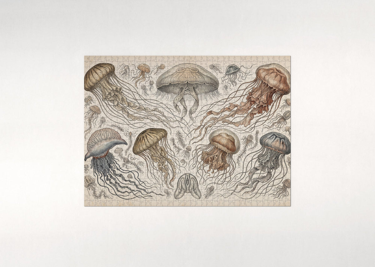 Vintage Jellyfish Illustration jigsaw puzzle - flat puzzle