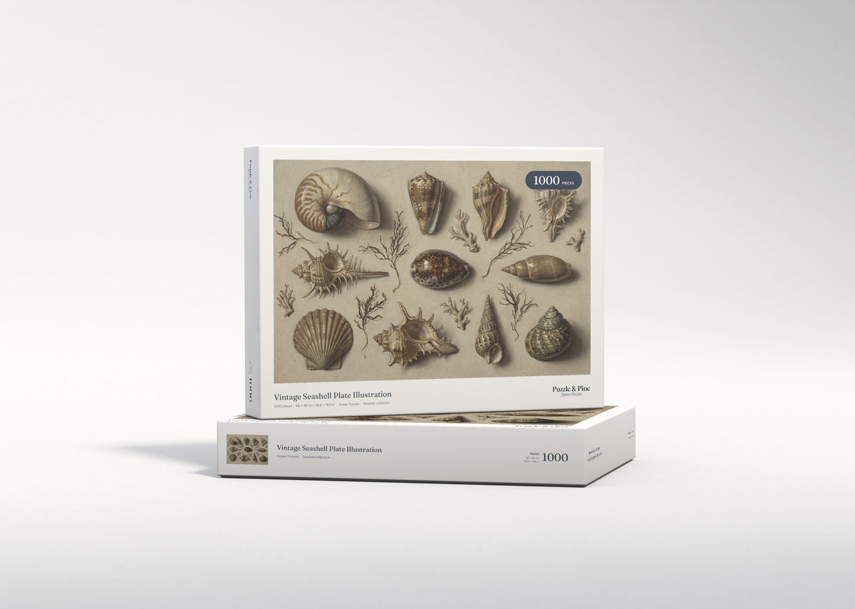 Vintage Seashell Plate Illustration jigsaw puzzle - gift box