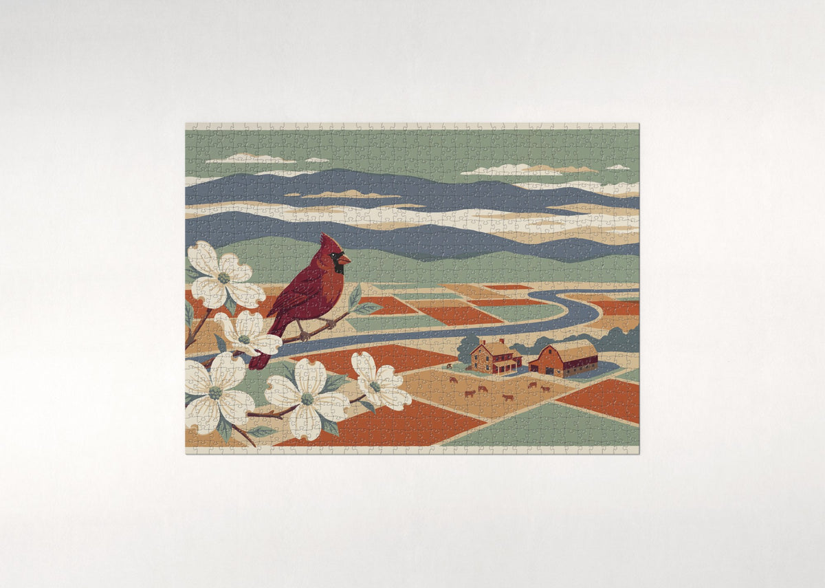 Virginia State Bird and Flower: Northern Cardinal and Dogwood jigsaw puzzle - flat puzzle