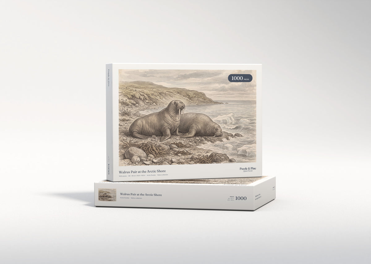 Walrus Pair at the Arctic Shore jigsaw puzzle - gift box