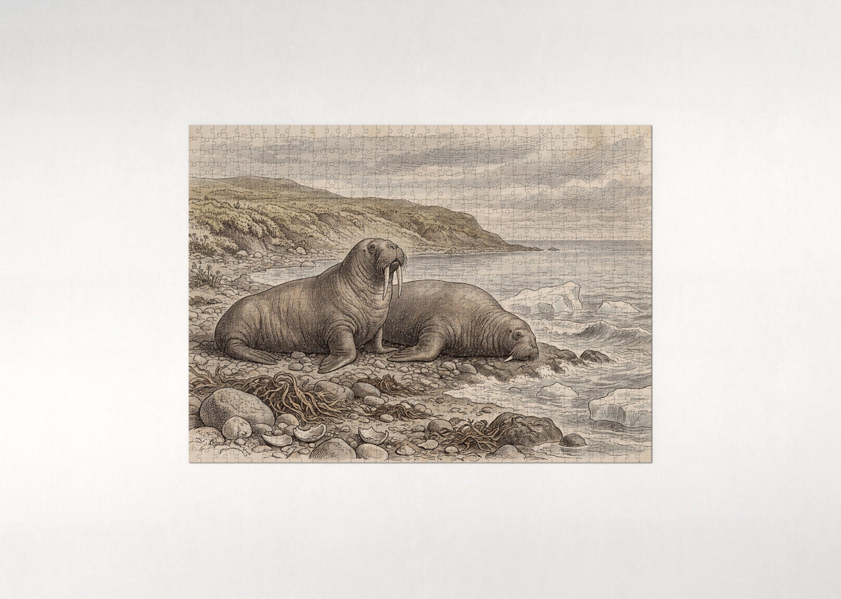 Walrus Pair at the Arctic Shore jigsaw puzzle - flat puzzle