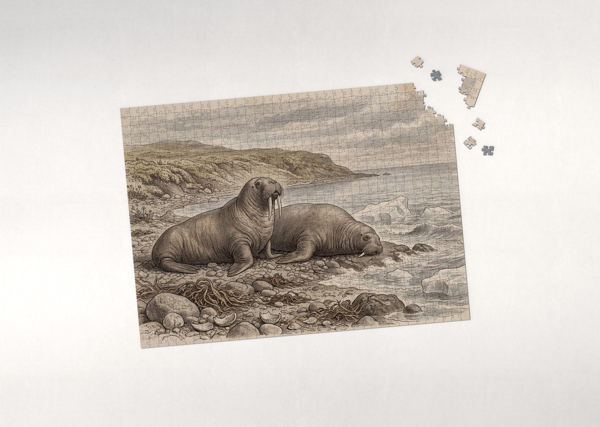 Walrus Pair at the Arctic Shore jigsaw puzzle - puzzle with loose pieces