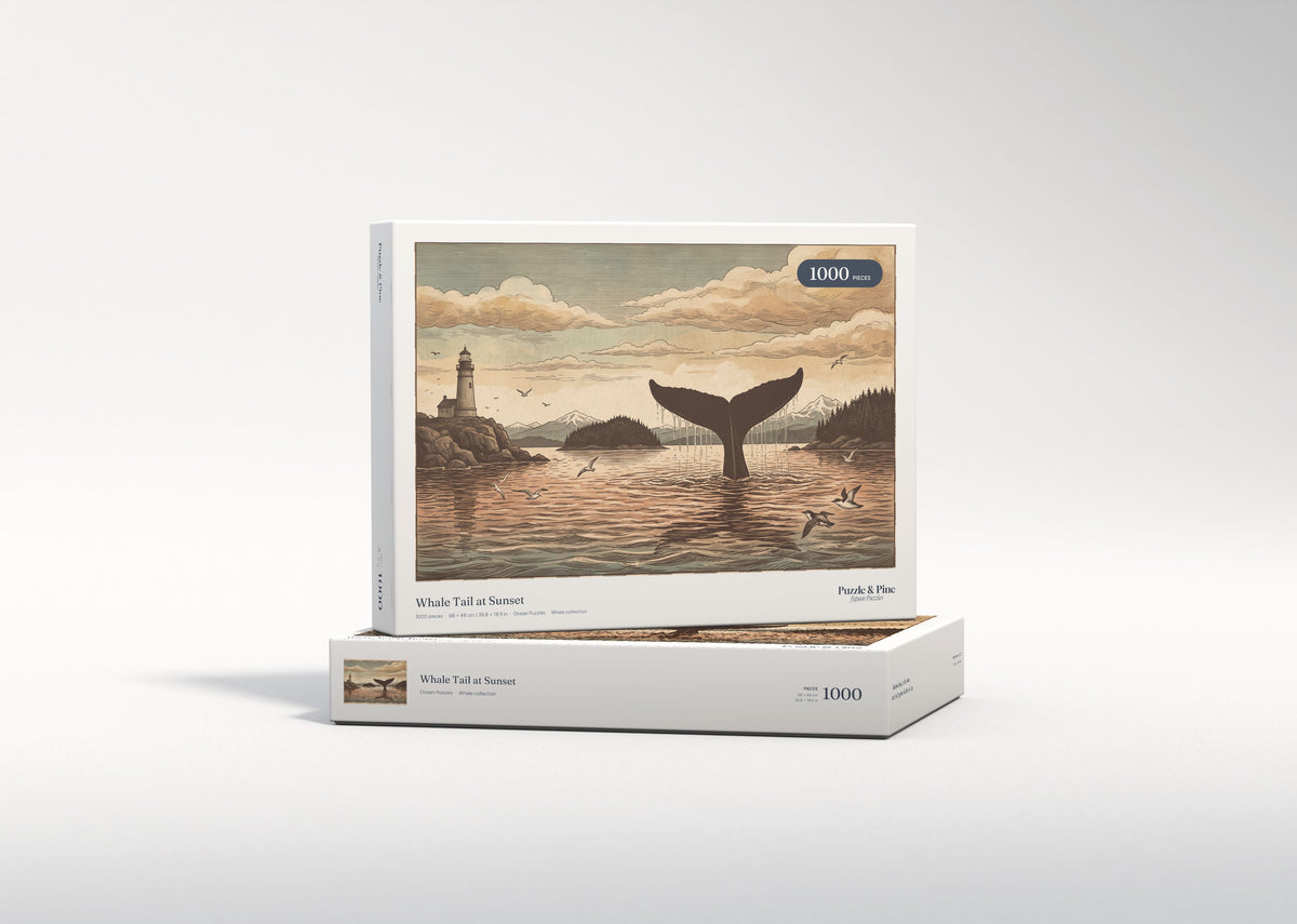 Whale Tail at Sunset jigsaw puzzle - gift box