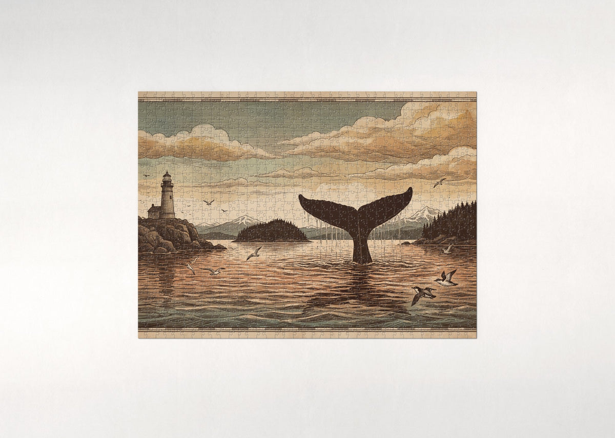 Whale Tail at Sunset jigsaw puzzle - flat puzzle