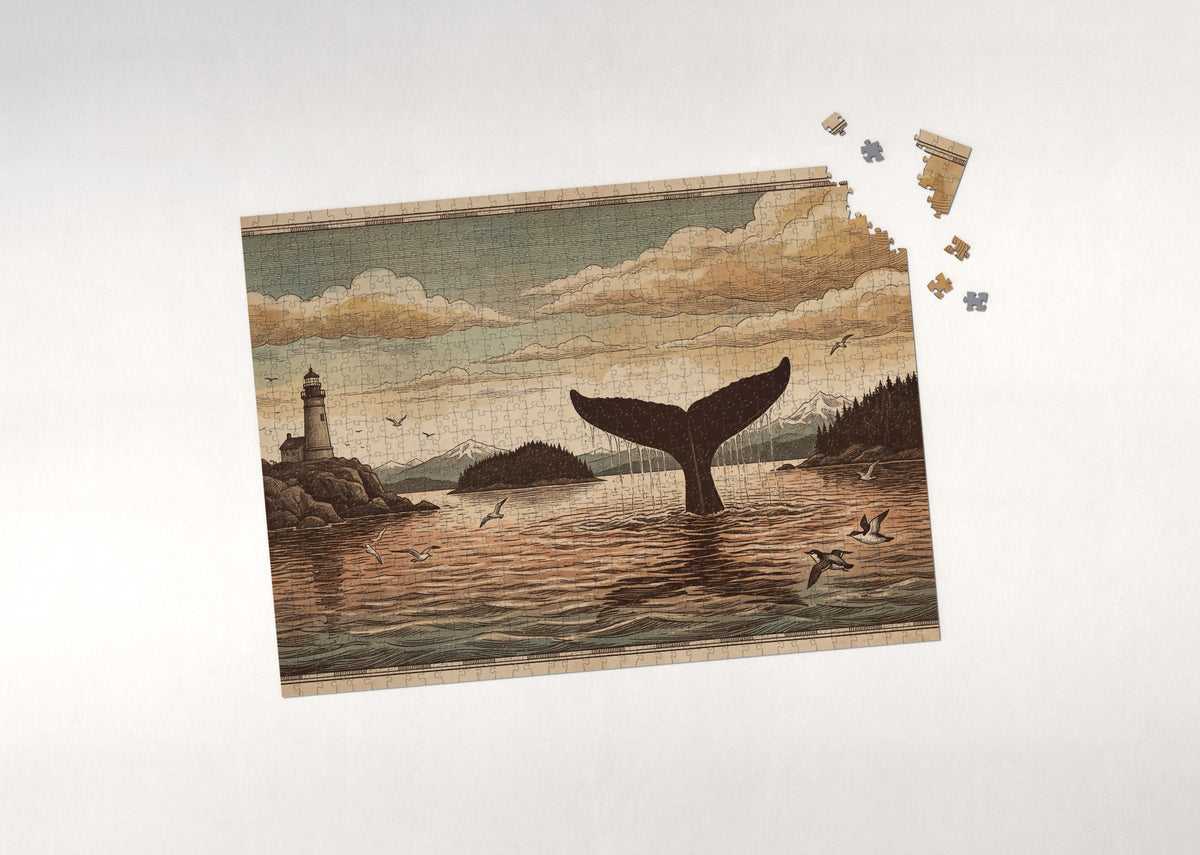 Whale Tail at Sunset jigsaw puzzle - puzzle with loose pieces