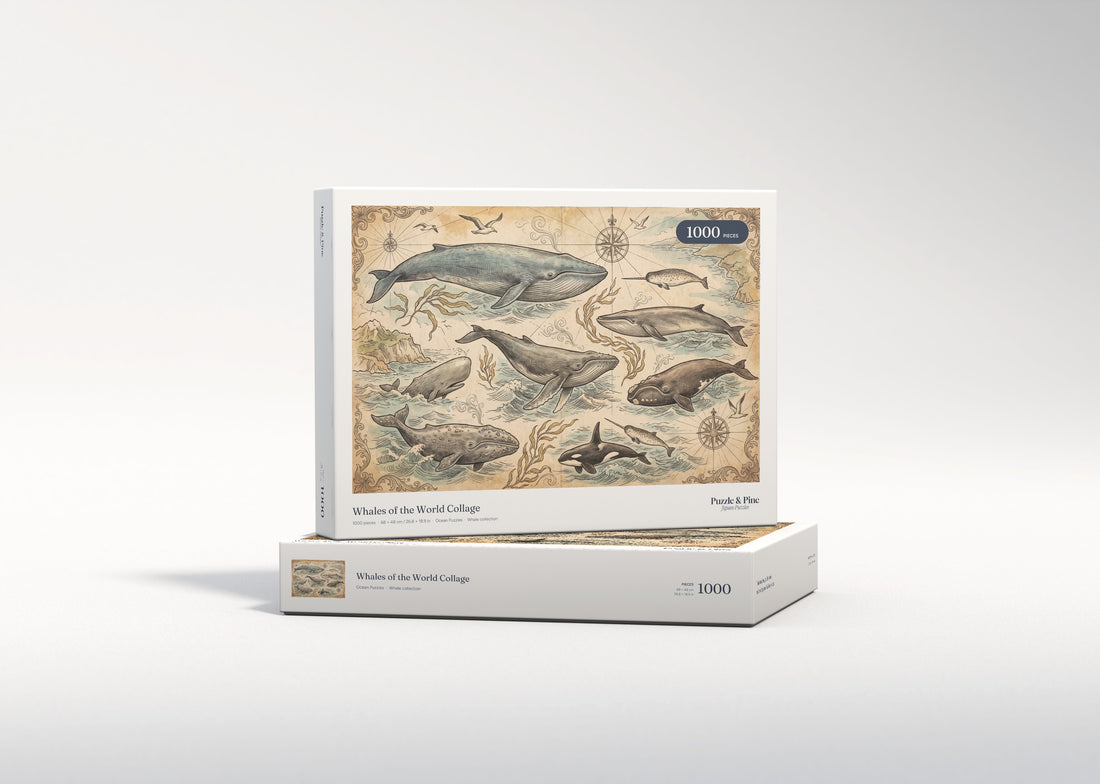 Whales of the World Collage jigsaw puzzle - gift box