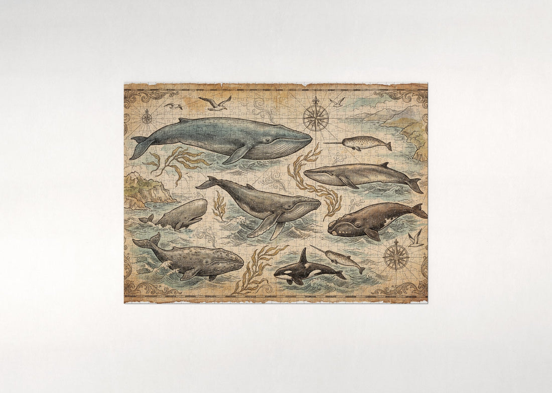 Whales of the World Collage jigsaw puzzle - gift box