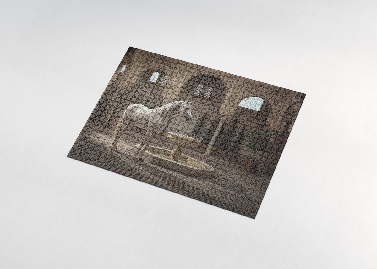 White Arabian in the Palace Courtyard jigsaw puzzle - assembled puzzle