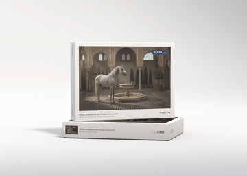 White Arabian in the Palace Courtyard jigsaw puzzle - gift box