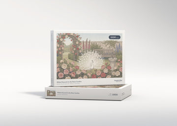 White Peacock in the Rose Garden jigsaw puzzle - gift box