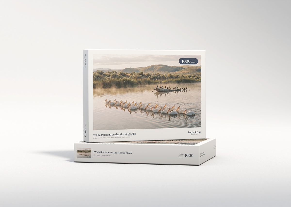 White Pelicans on the Morning Lake jigsaw puzzle - gift box