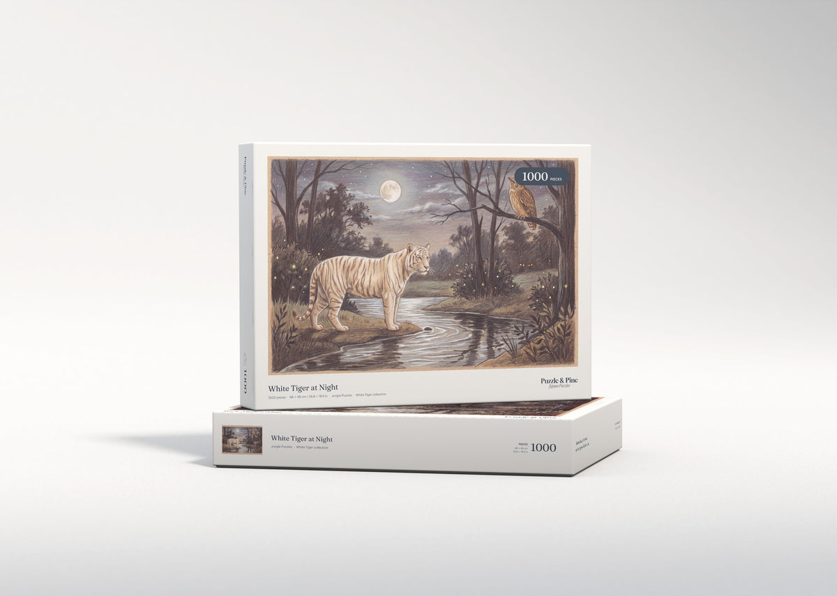 White Tiger at Night jigsaw puzzle - gift box