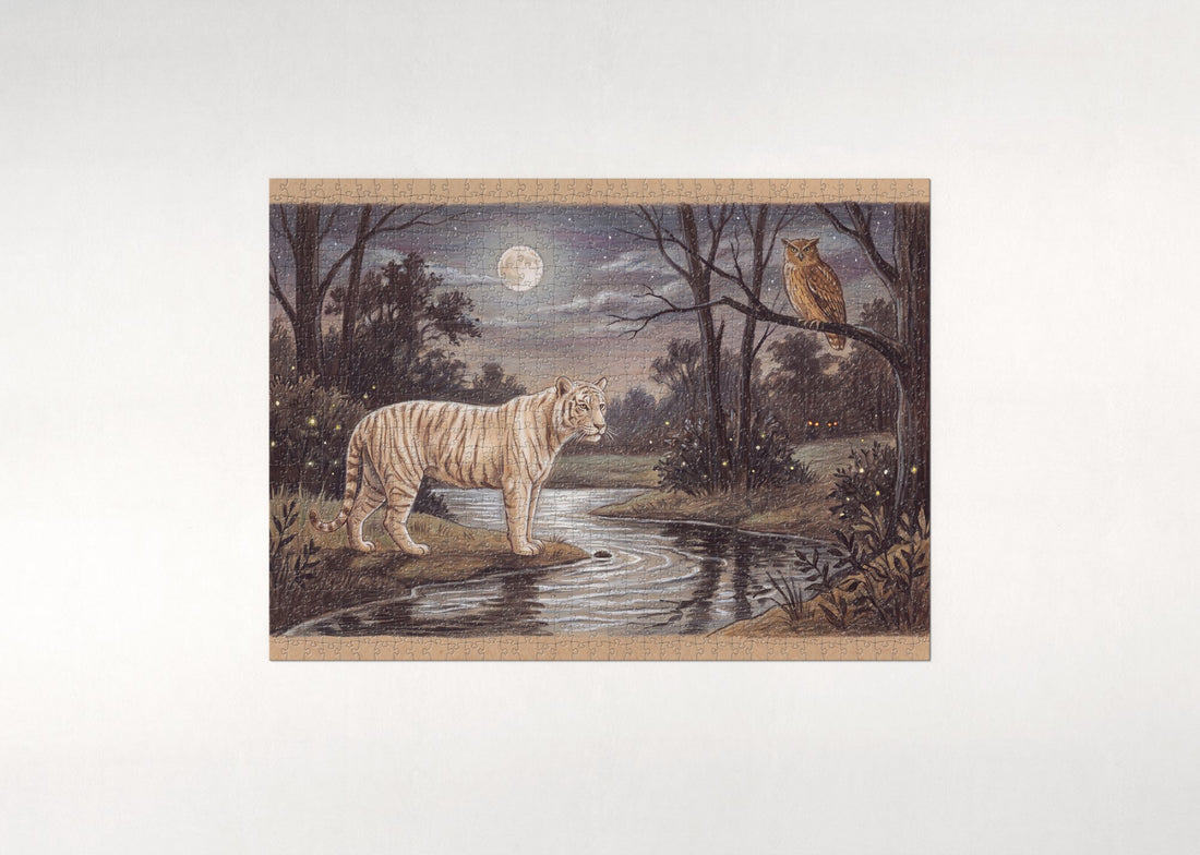 White Tiger at Night jigsaw puzzle - gift box