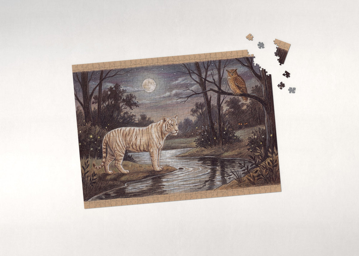 White Tiger at Night jigsaw puzzle - puzzle with loose pieces