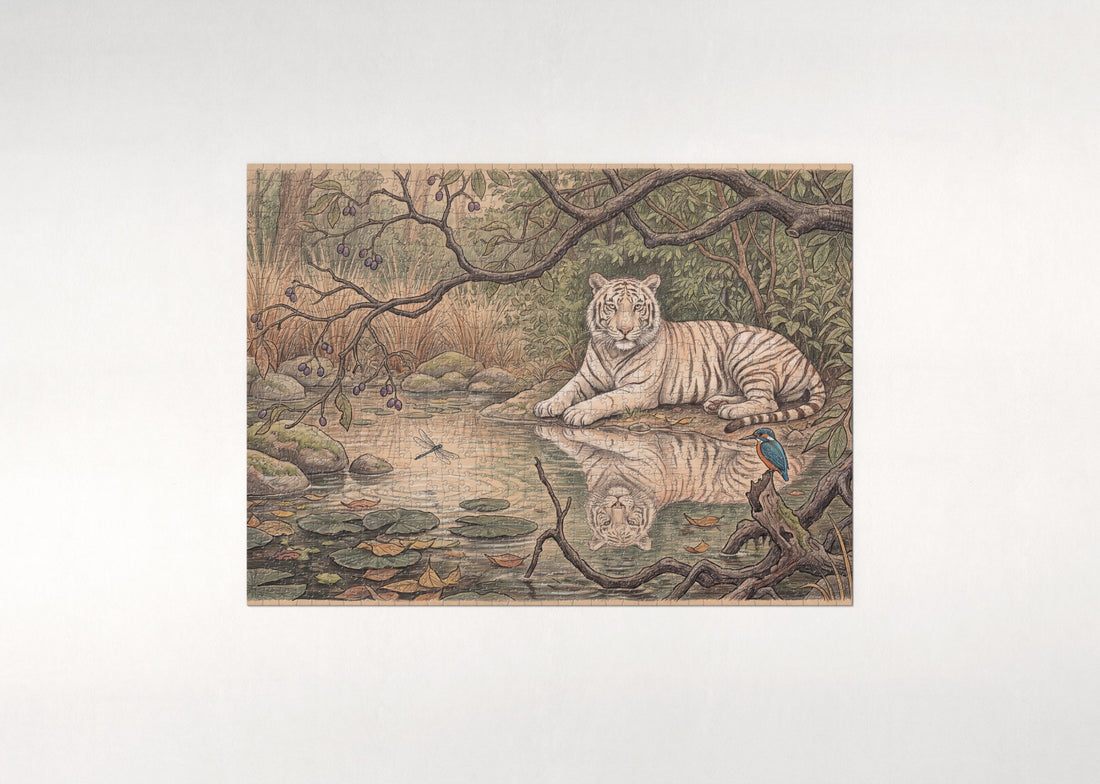 White Tiger by the Jungle Pool jigsaw puzzle - gift box