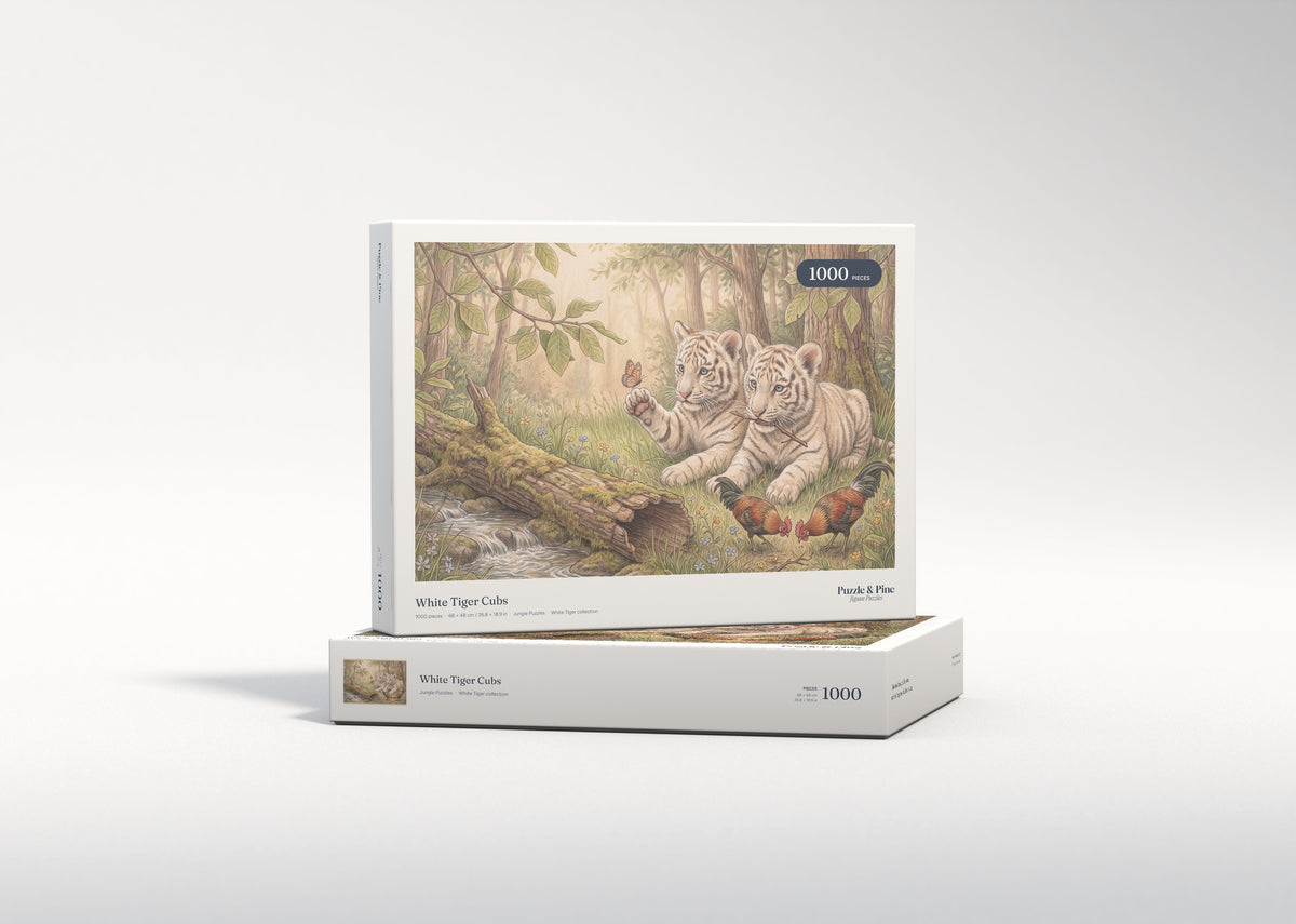 White Tiger Cubs jigsaw puzzle - gift box