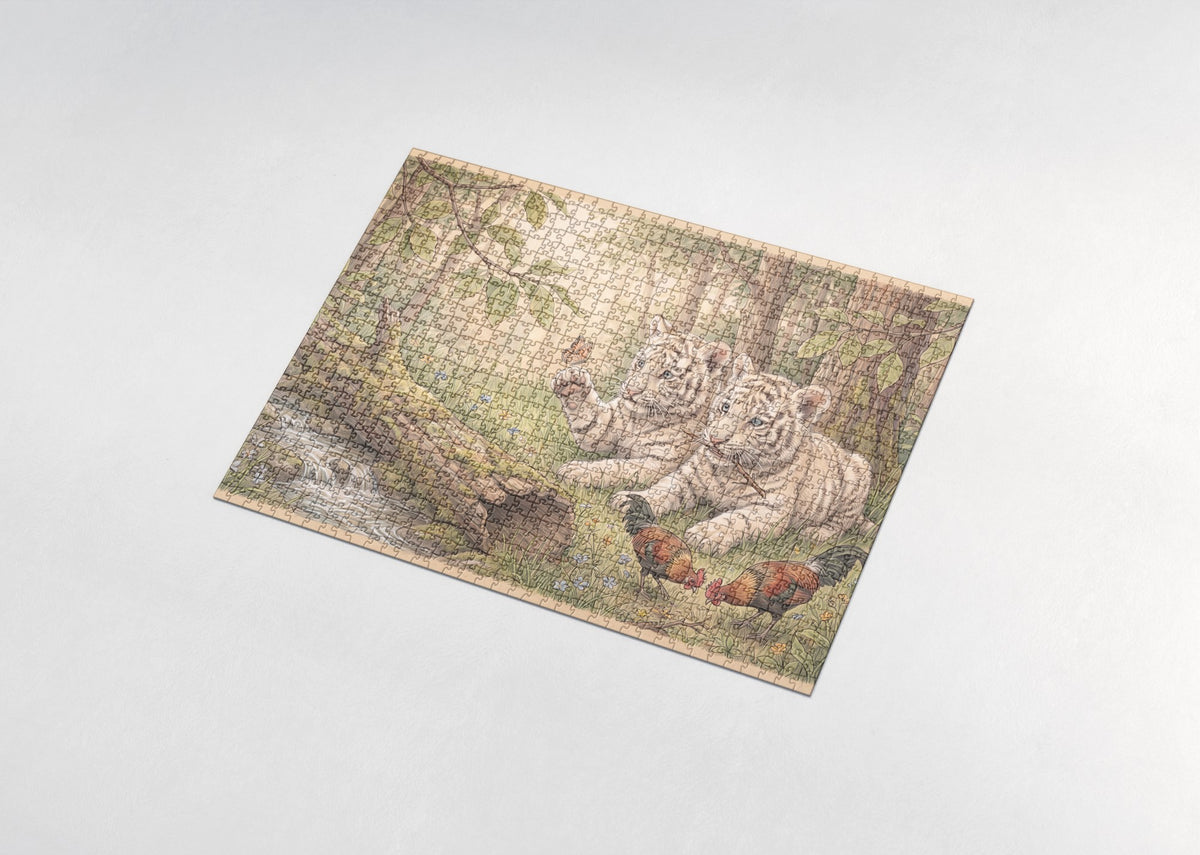 White Tiger Cubs jigsaw puzzle - assembled puzzle