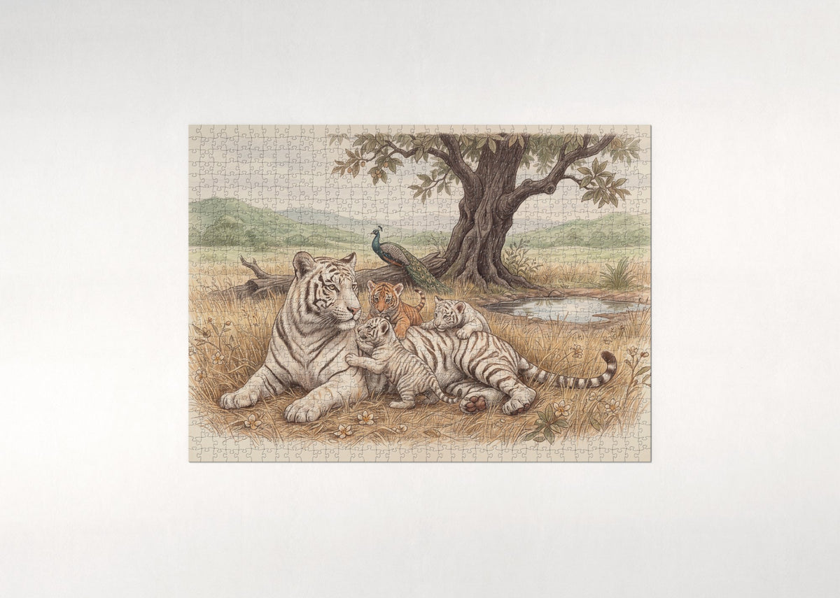 White Tiger Family jigsaw puzzle - flat puzzle