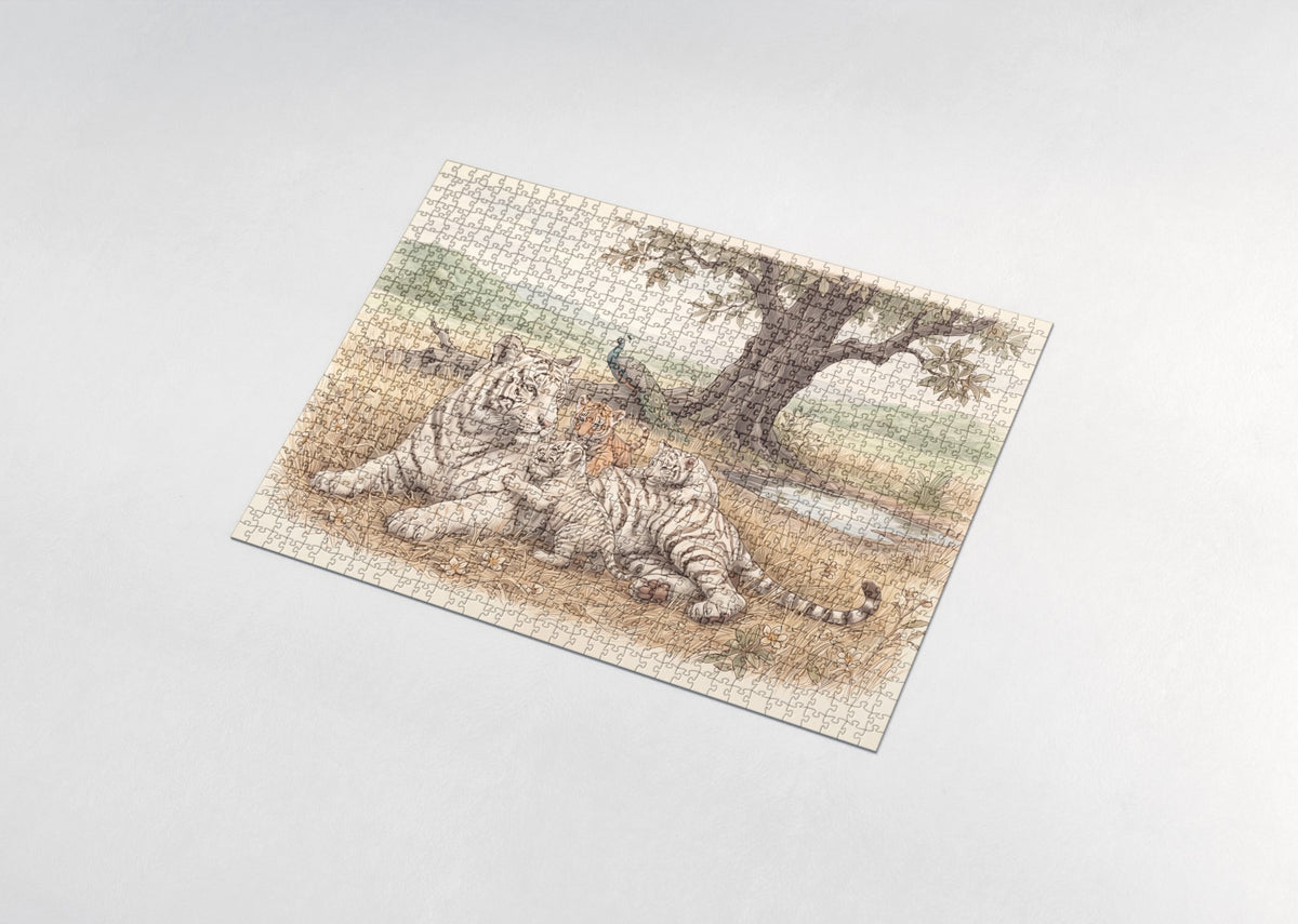 White Tiger Family jigsaw puzzle - assembled puzzle