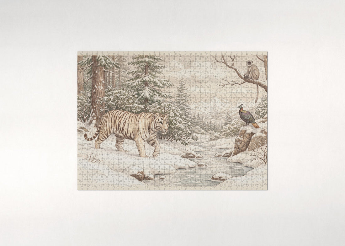 White Tiger in the Snow jigsaw puzzle - gift box
