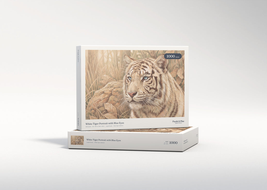 White Tiger Portrait with Blue Eyes jigsaw puzzle - gift box