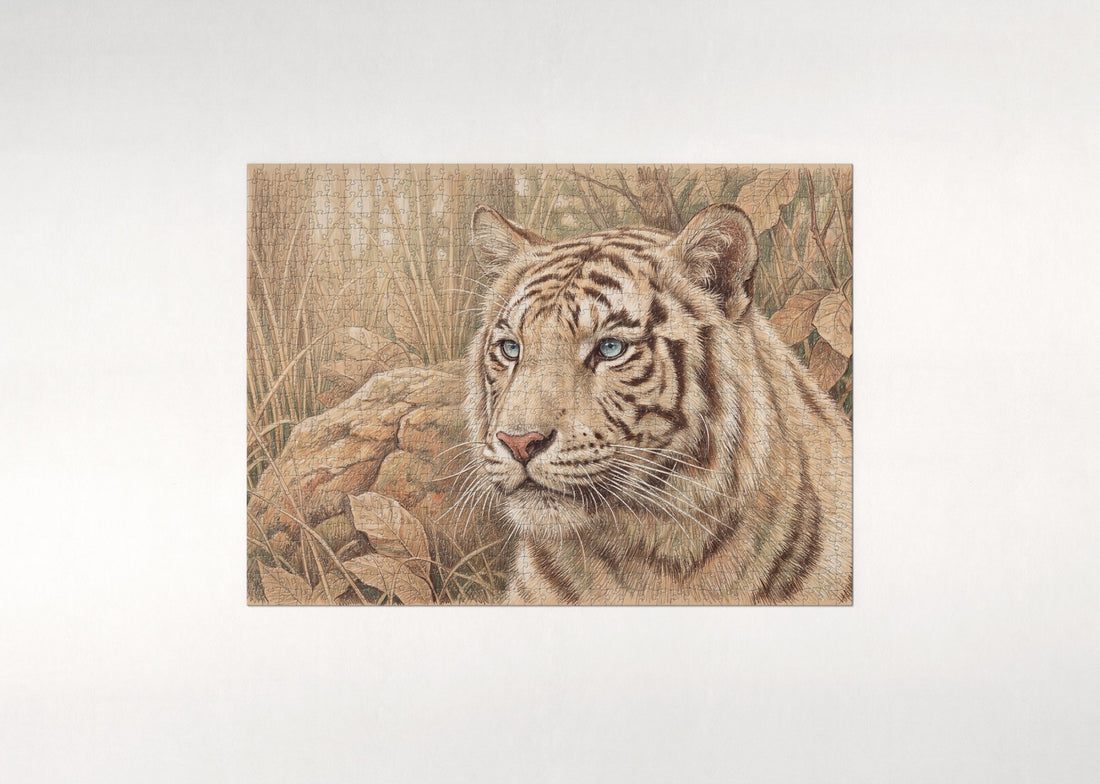 White Tiger Portrait with Blue Eyes jigsaw puzzle - gift box