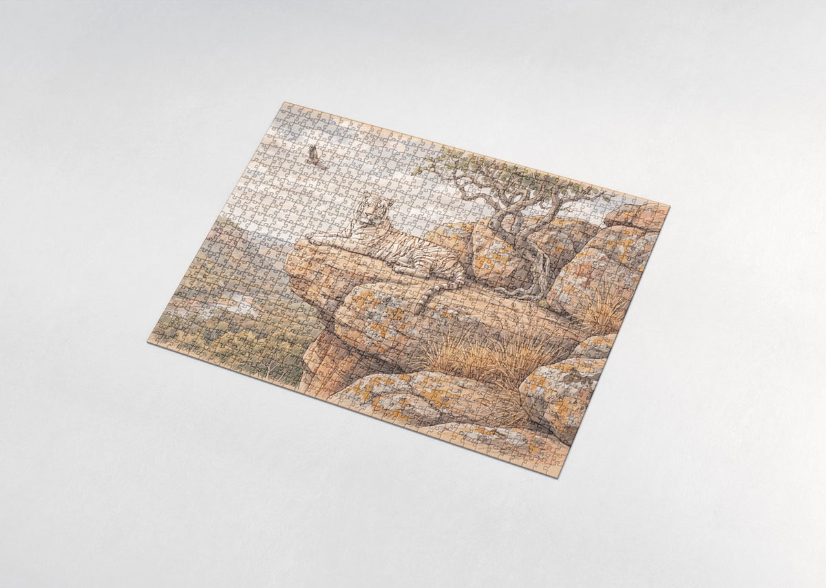 White Tiger Resting on the Rocks jigsaw puzzle - assembled puzzle