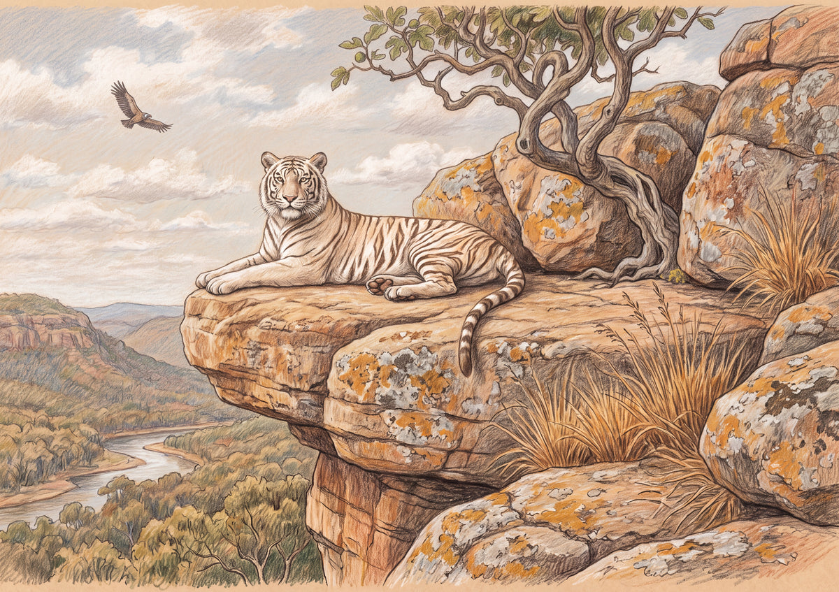 White Tiger Resting on the Rocks jigsaw puzzle