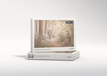 White Tiger Walking Through the Mist jigsaw puzzle - gift box