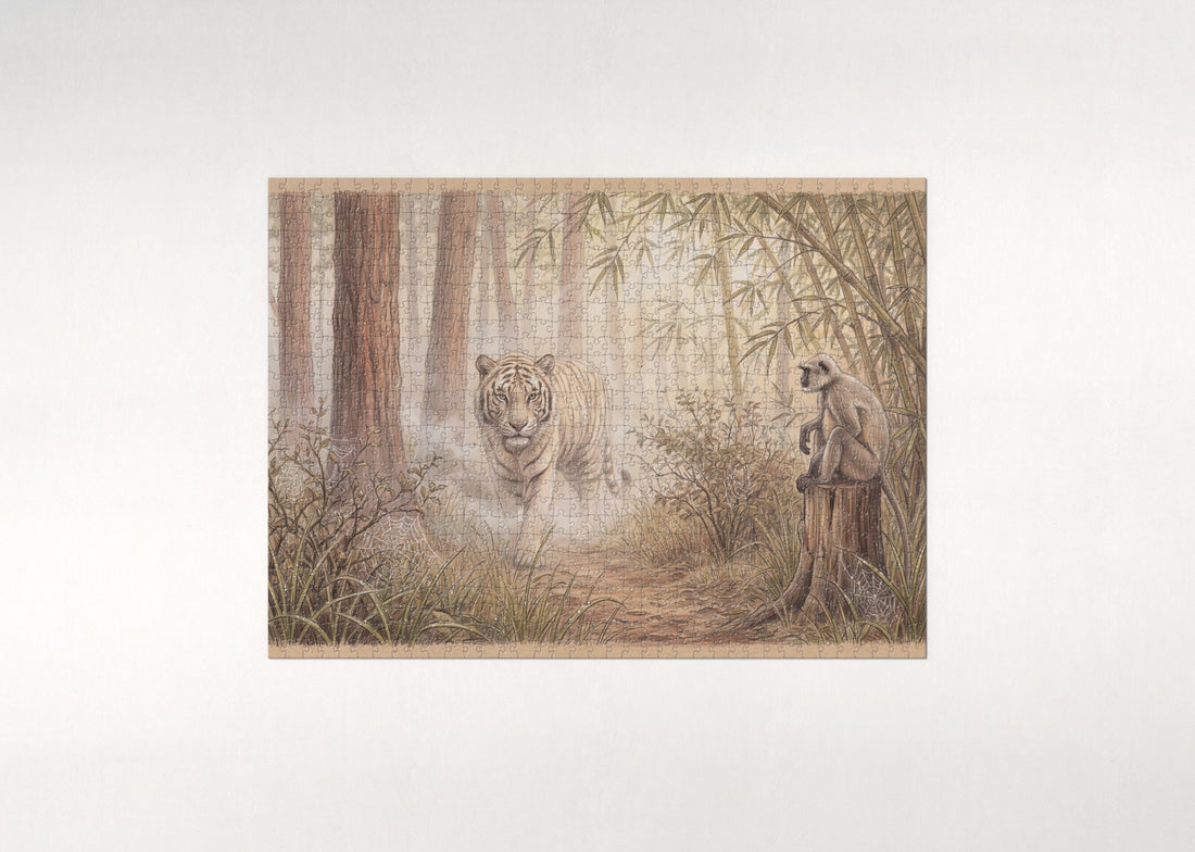 White Tiger Walking Through the Mist jigsaw puzzle - gift box