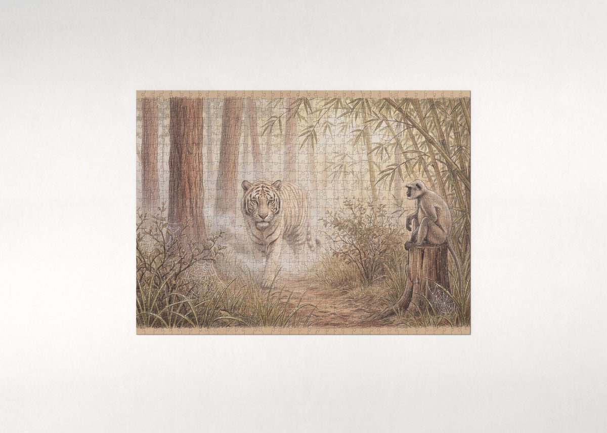 White Tiger Walking Through the Mist jigsaw puzzle - flat puzzle