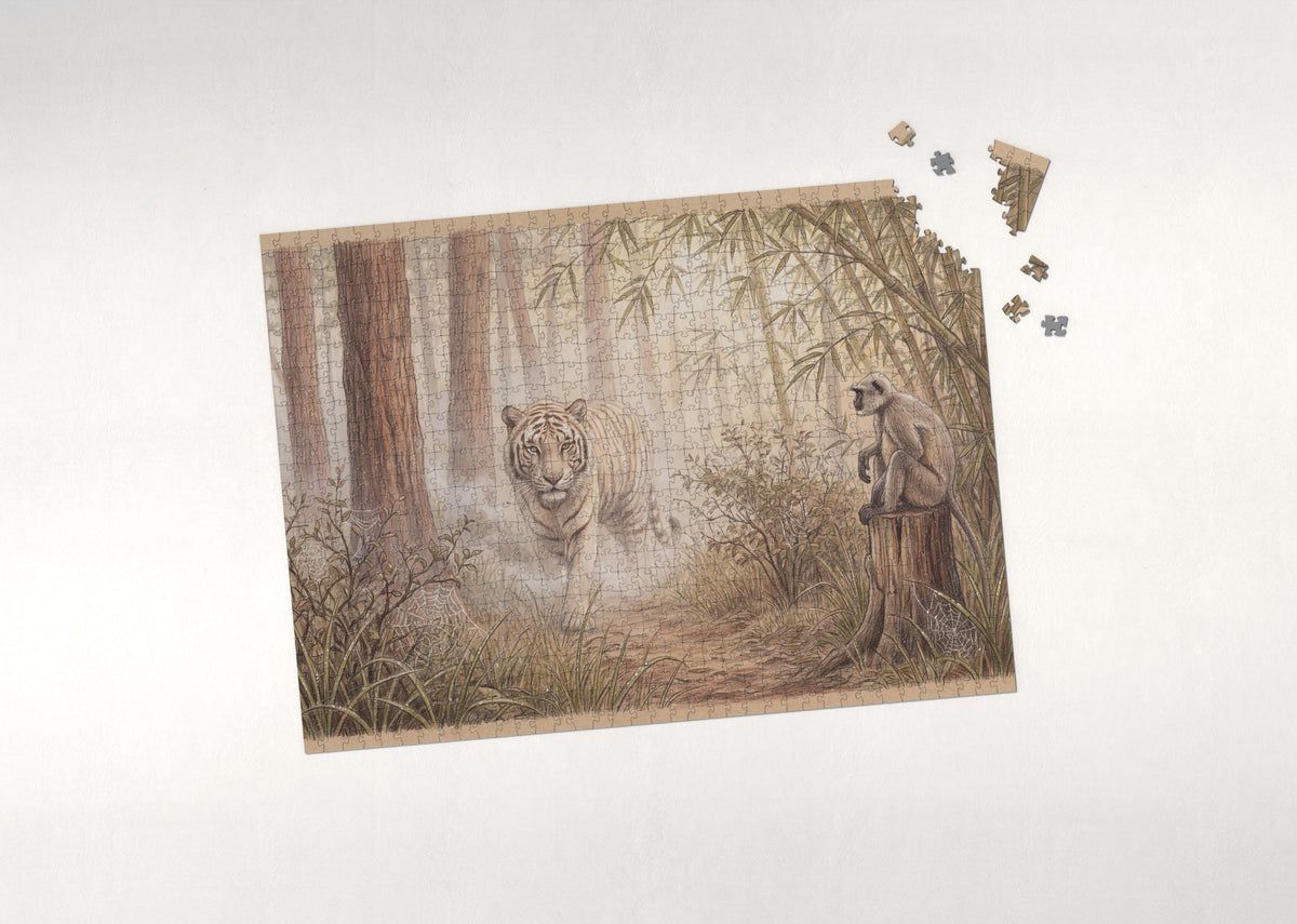 White Tiger Walking Through the Mist jigsaw puzzle - puzzle with loose pieces