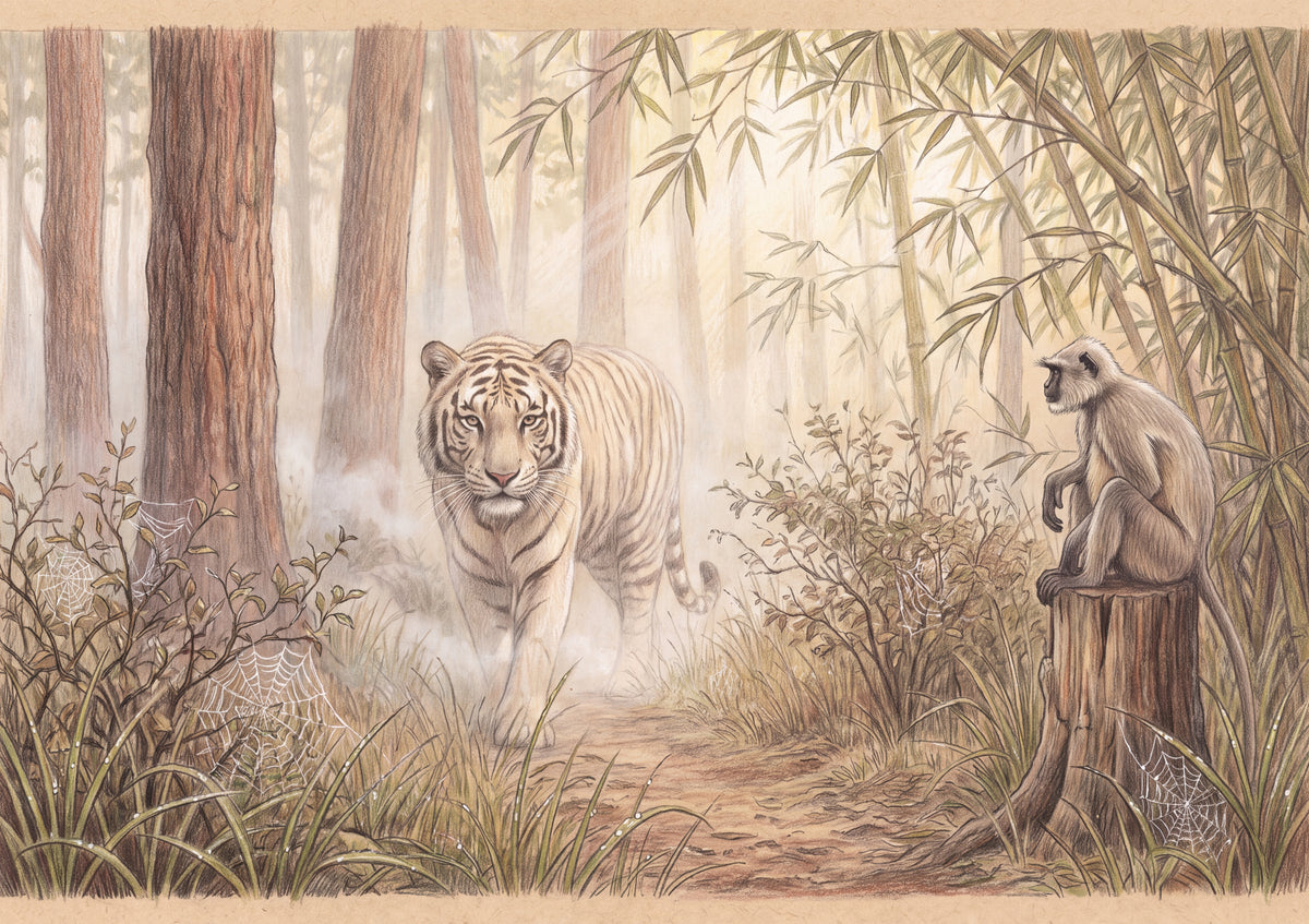 White Tiger Walking Through the Mist jigsaw puzzle